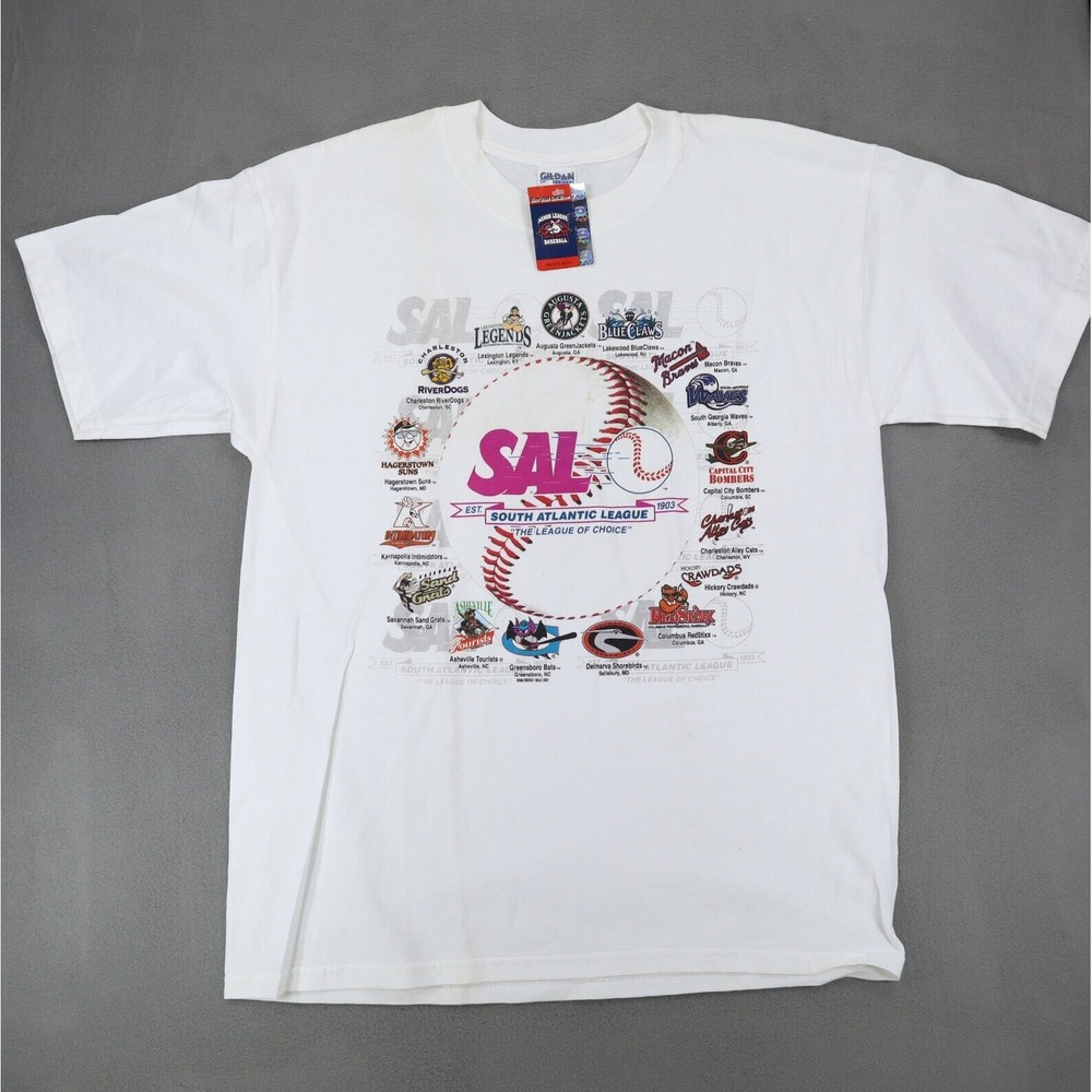 Vintage Y2K South Atlantic League T-Shirt Minor League Baseball Teams Sz L SAL